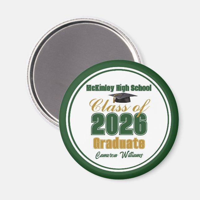Imán Green Gold Class of 2026 Graduation Keepsake (Anverso/Reverso)