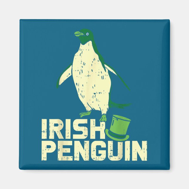 Imán Green Irish Penguin Cute St Patricks Day Animal Lo (Frente)