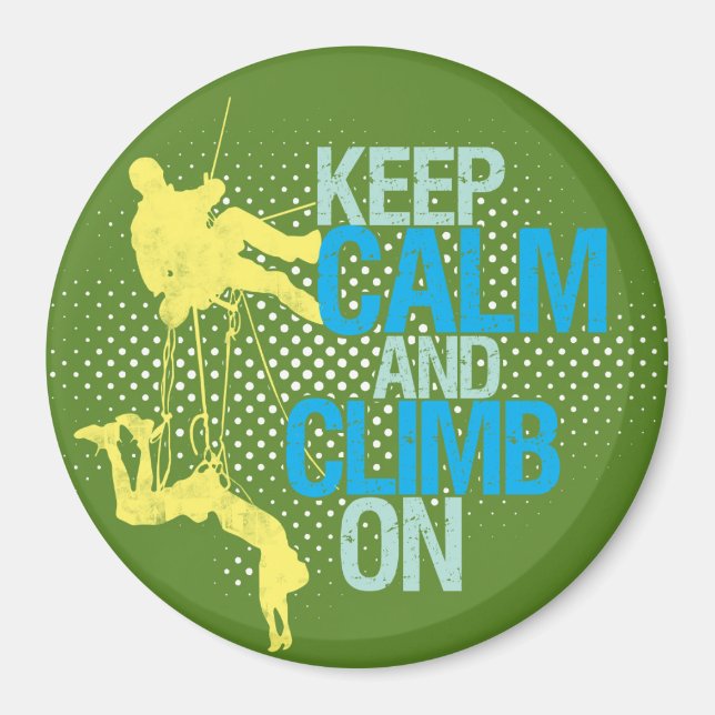 Imán Green Keep Calm and Climb On Rock Climbing Magnet (Frente)