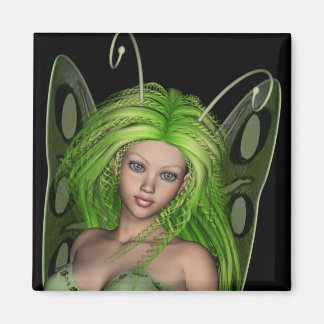 Imán Green Lady Fairy 1 - Arte de fantasía 3D -