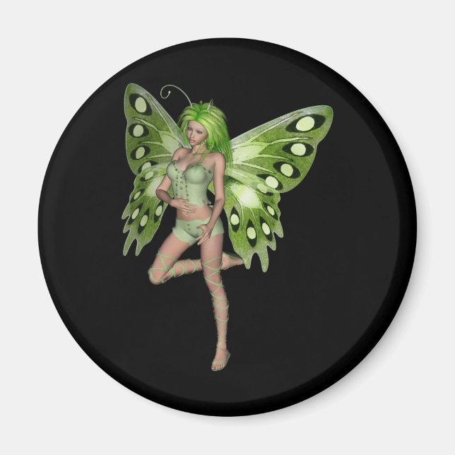 Imán Green Lady Fairy 8 - Arte de fantasía 3D - (Frente)