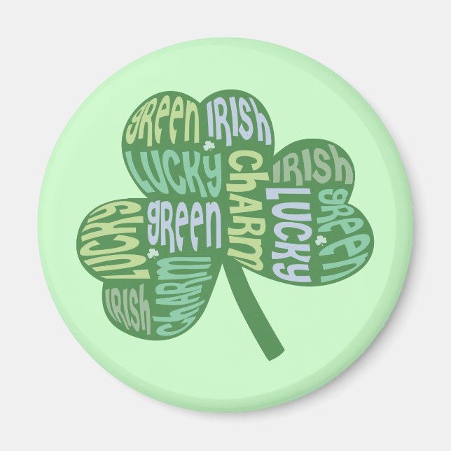 Imán Green Lucky Irish Charm Shamrock (Frente)