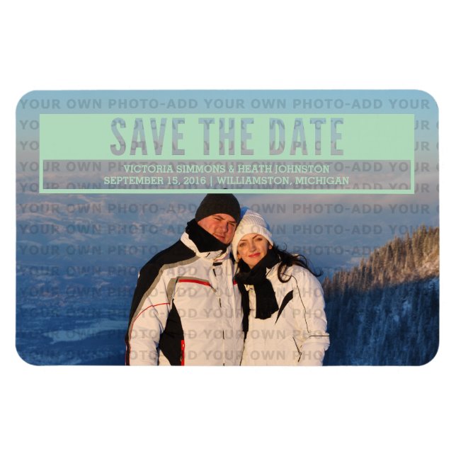 Imán Green Modern Cut Out Save the Date Magnet (Horizontal)
