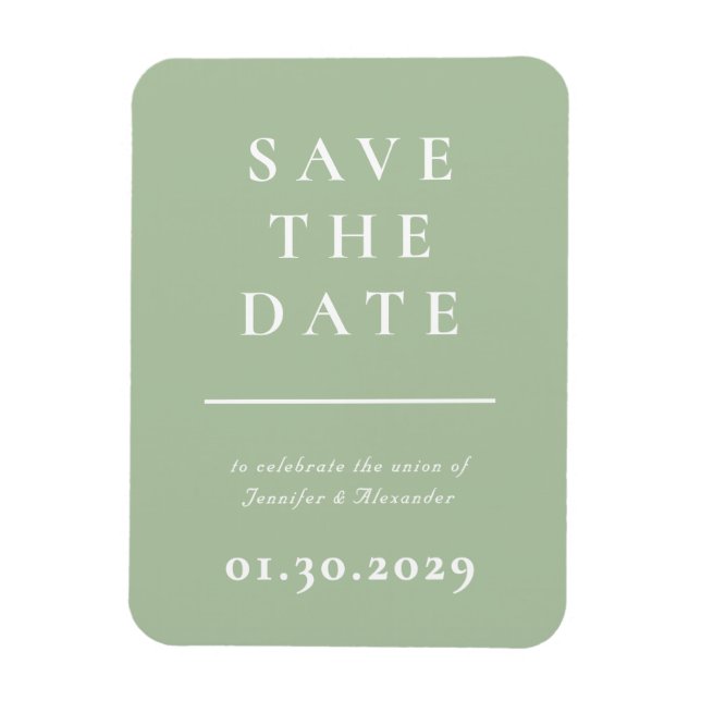 Imán Green Modern Save the Date Magnet (Vertical)