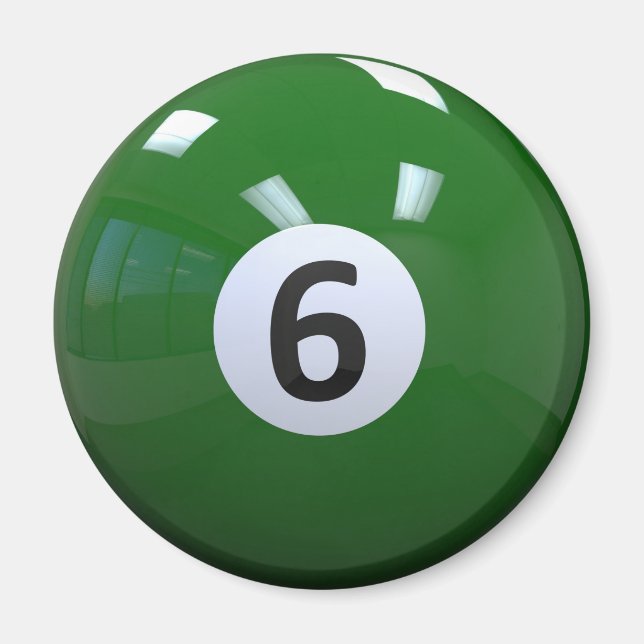 Imán Green No. 6 Billiard Pool Ball (Frente)