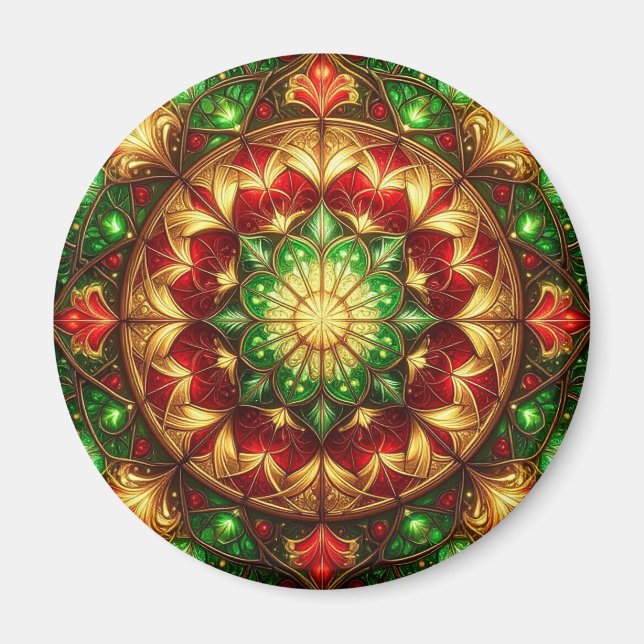 Imán Green Red Decorative Christmas Holiday Magnet (Frente)