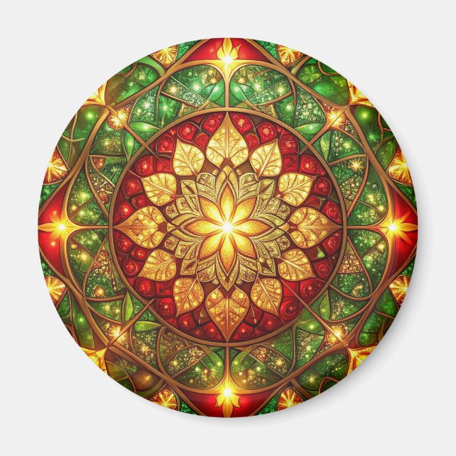 Imán Green Red Decorative Christmas Holiday Magnet (Frente)