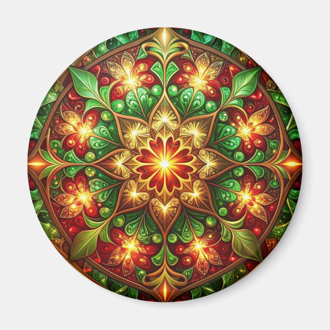Imán Green Red Decorative Christmas Holiday Magnet (Frente)