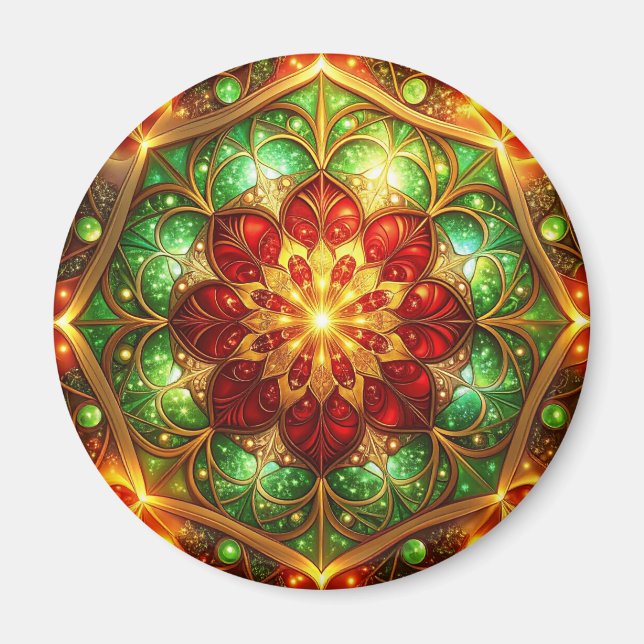 Imán Green Red Decorative Christmas Holiday Magnet (Frente)