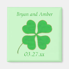 Imán Green Shamrock Gold Dots, Save the date Magnets