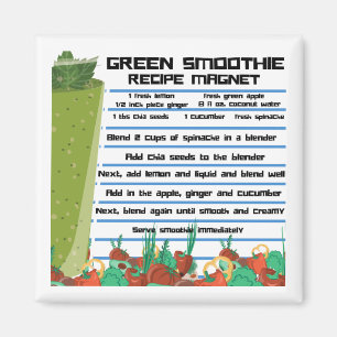 Imán Green Smoothie Recipe Refrigerator Magnet