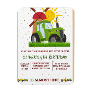 Imán Green Tractor Boys Fiesta de Cumpleaños Temática