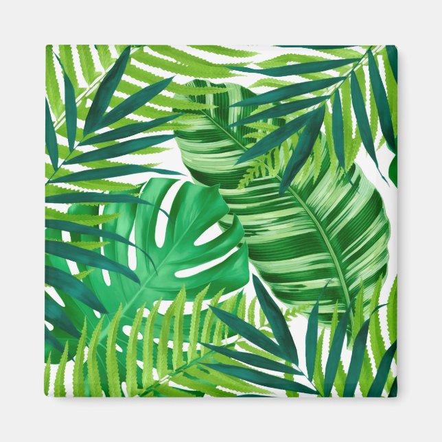 Imán Green tropical leaves (Frente)