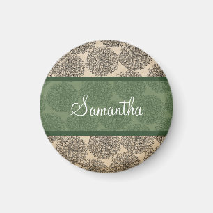 Imán Green Vintage Zinnia Magnet