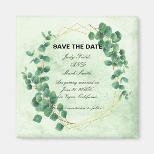 Imán Greenery Geométrico Eucalyptus Deja Save The Date