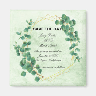 Imán Greenery Geométrico Eucalyptus Deja Save The Date