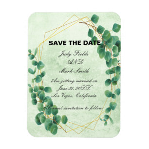 Imán Greenery Geométrico Eucalyptus Deja Save The Date