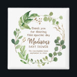 Imán Greenery Watercolor Baby Shower Party Favor<br><div class="desc">El diseño está compuesto por hojas de hoja de color verde acuático botánicos follaje Disponible aquí: http://www.zazzle.com/store/selectpartysupplies</div>