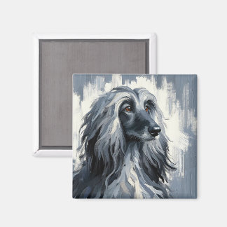 Imán Grey Afghan Hound Portrait