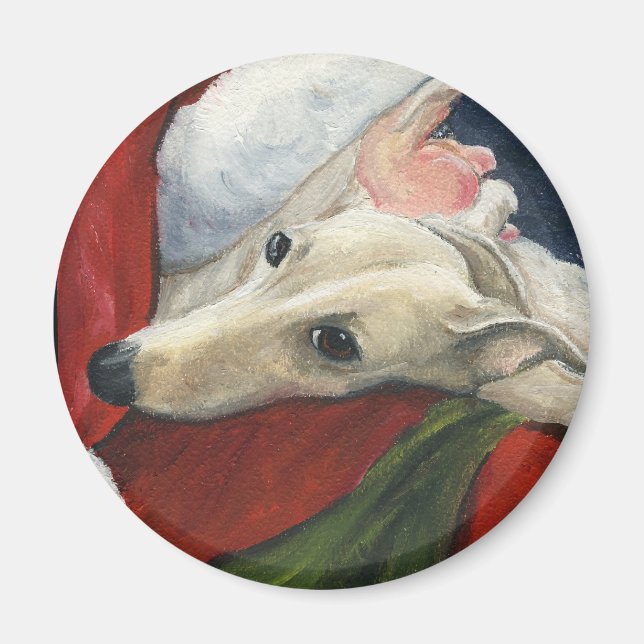 Imán "Greyhound and Santa" Magnet de Arte Perro (Frente)