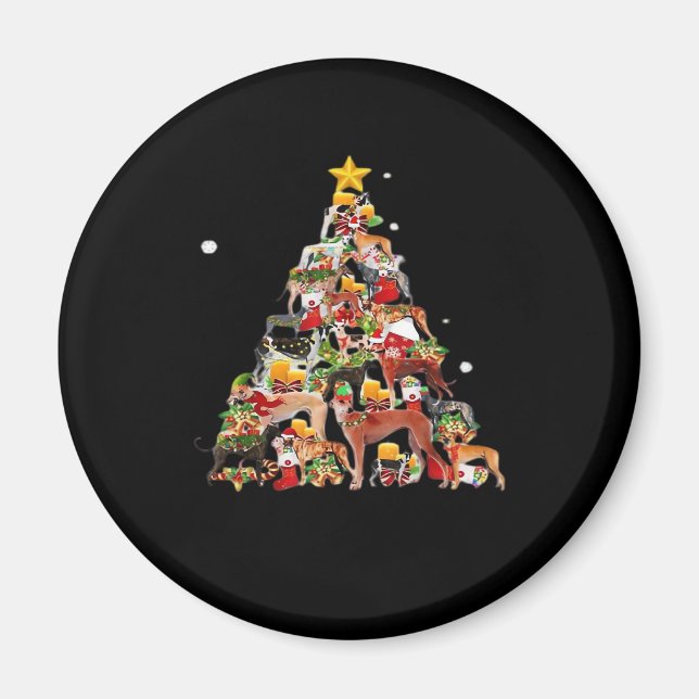 Imán Greyhound Christmas Tree ilumina a divertidos perr (Frente)