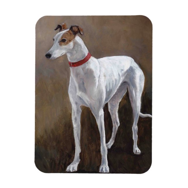 Imán Greyhound Gus Dog Art Magnet (Vertical)