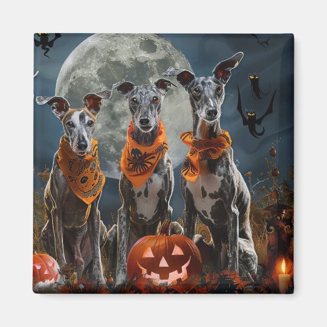 Imán Greyhound Halloween Spooky (Frente)
