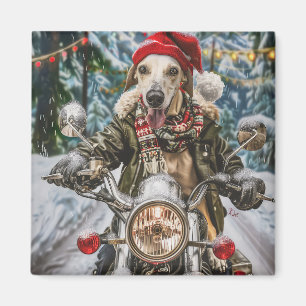 Imán Greyhound perro montando motocicleta Navidad 
