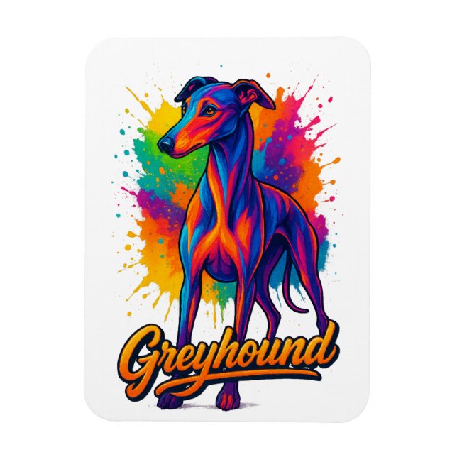 Imán Greyhound Pop Art Vibrante (Vertical)