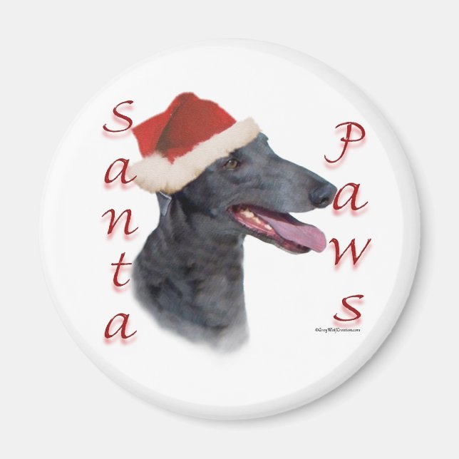 Imán Greyhound Santa Paws (Frente)