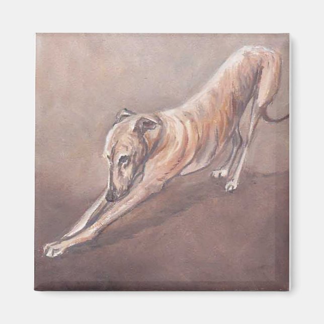 Imán Greyhound Stretch Dog Art Magnet (Frente)