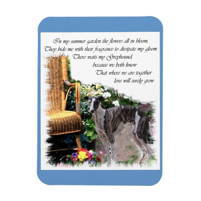 Imán Greyhound Summer Garden (Vertical)