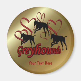 Imán Greyhounds Y Perro Del Corazón Rojo