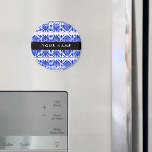 Imán Griego Fret Arabesque Blue, Tu Nombre, Personaliza