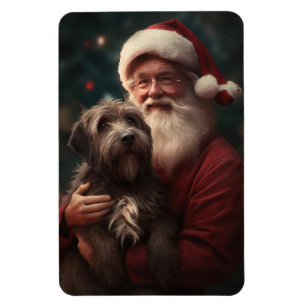 Imán Grifón de caza de pelo duro Santa Claus Navidad