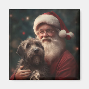 Imán Grifón de caza de pelo duro Santa Claus Navidad