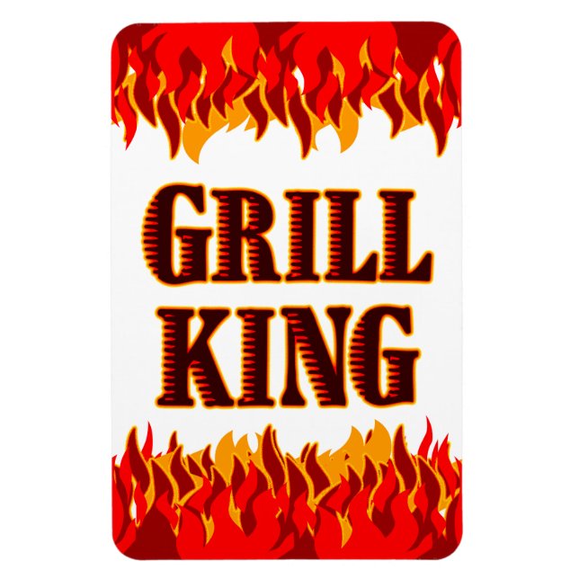 Imán Grill King Red Flames Fridge Magnet (Vertical)