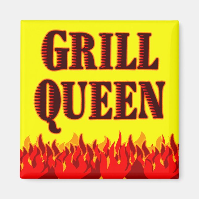 Imán Grill Queen Funny BBQ Saying Magnet (Frente)