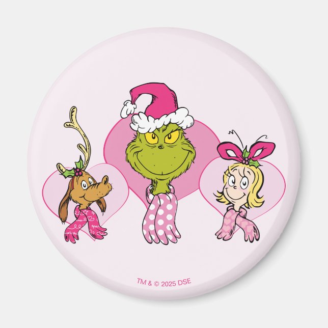Imán Grinch Crew in Pink Valentine's Portrait (Frente)