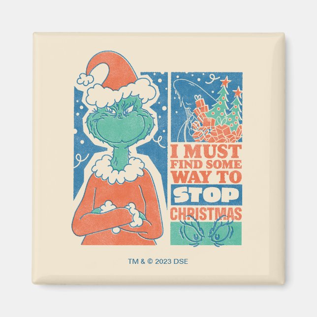 Imán Grinch | Detener Navidad Gráfico Antiguo (Frente)