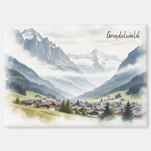 Imán Grindelwald Suiza acuarela de viaje