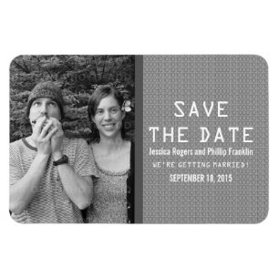 Imán Gris Binary Code Photo Save the Date Magnet