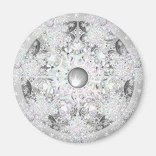 Imán Gris de encaje cerámico y copo de nieve