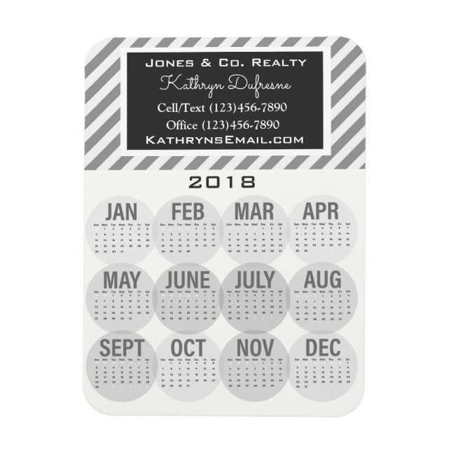 Imán Gris del calendario profesional de negocios 2018 (Vertical)