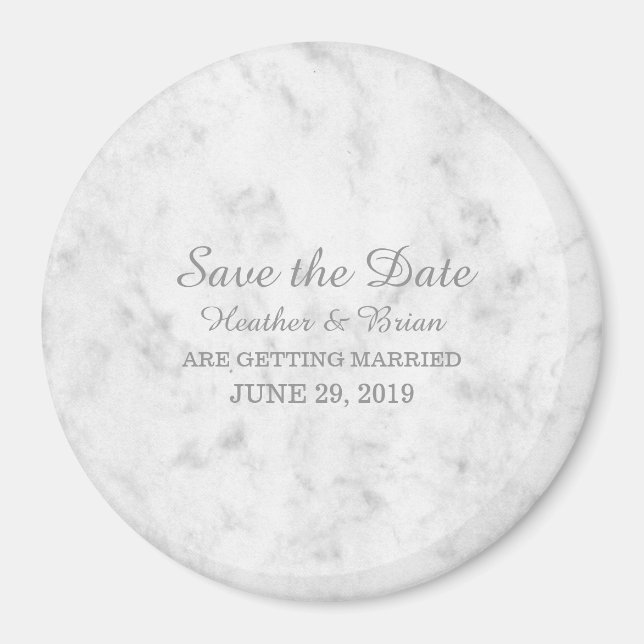 Imán Gris Elegant Marble Save the Date (Frente)
