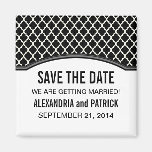 Imán Gris Elegant Quatrefoil Save the Date Magnet