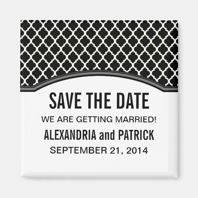Imán Gris Elegant Quatrefoil Save the Date Magnet (Frente)