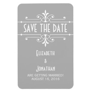 Imán Gris Fancy Ornamental Save the Date Magnet