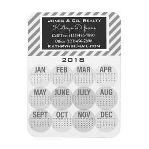 Imán Gris profesional del calendario del negocio 2018