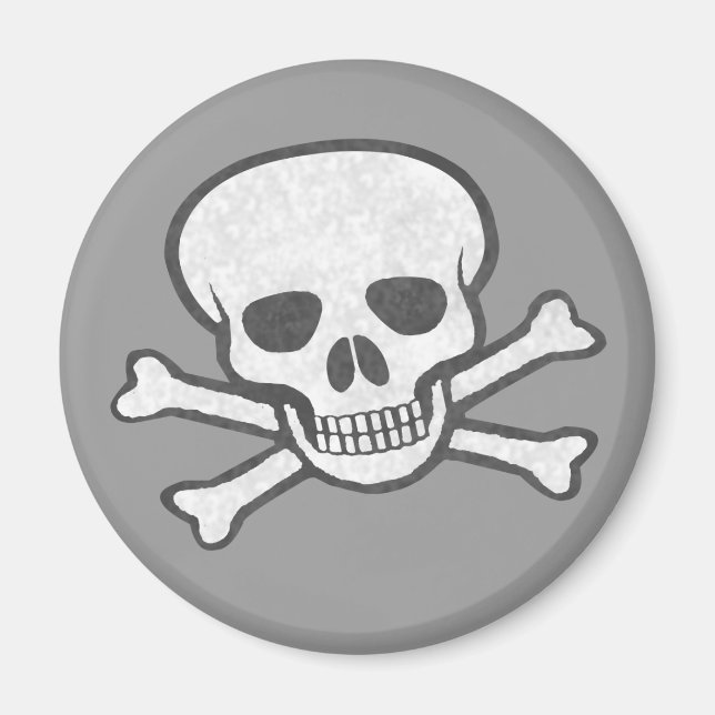 Imán Gris Skull & Crossbone Magnet (Frente)